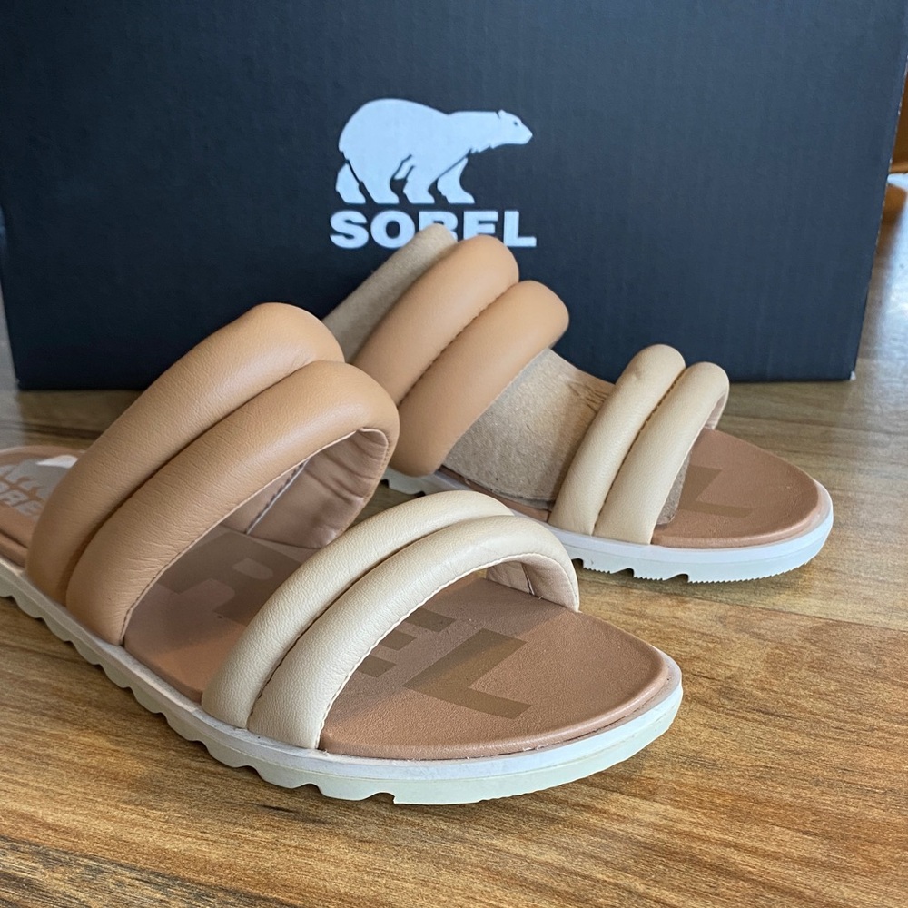 Sorel Ella II Puff Slide in Ceramic and Sea Salt NIB size 6